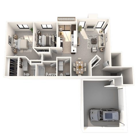 Floor plan for 2 beds, 2 baths, 1435 sqft